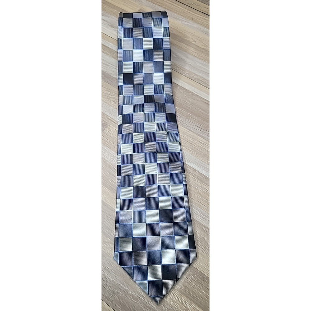 Pronto Uomo Couture Silk Tie Checker Pattern Mens Wearhouse New w Tag - Picture 3 of 9